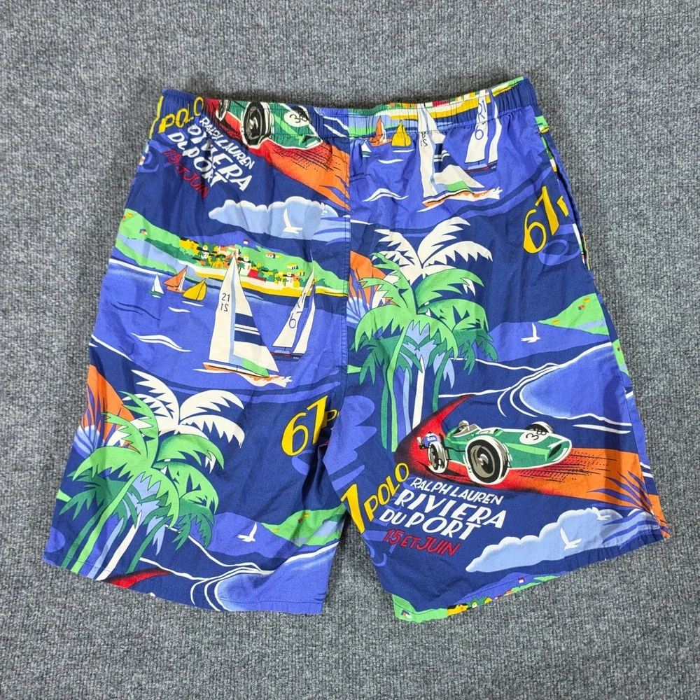 Polo Ralph Lauren Riviera Du Port Sleep Shorts Mens XL Blue Graphic Racing Sail